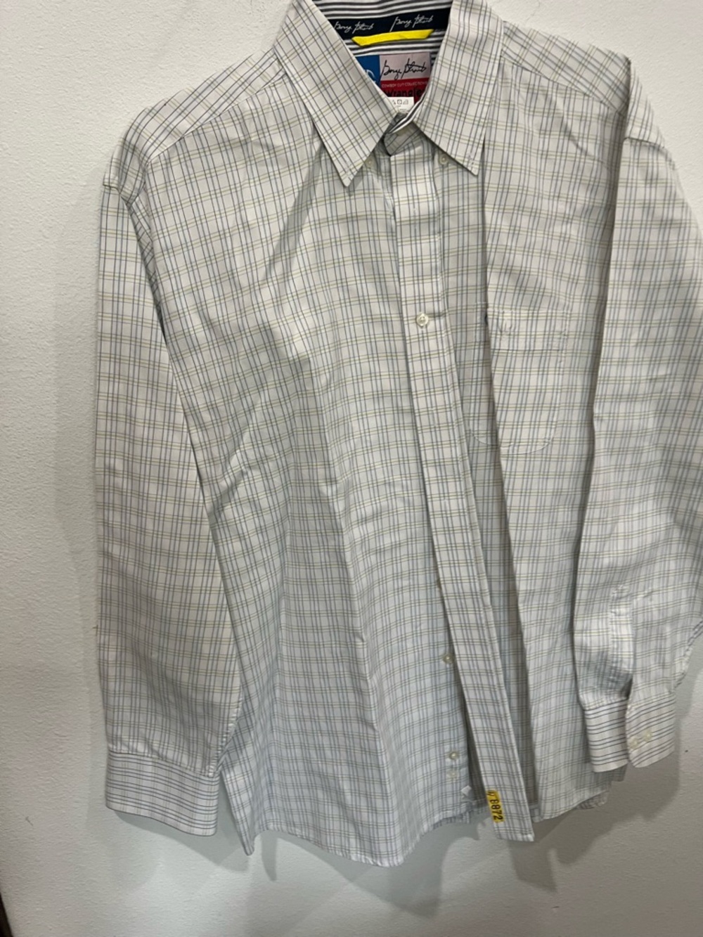 Wrangler Men's White Plaid Button-Up Dress Shirt